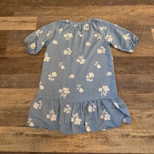 Ana & Rose floral embroidered blue denim colored dress Large EUC